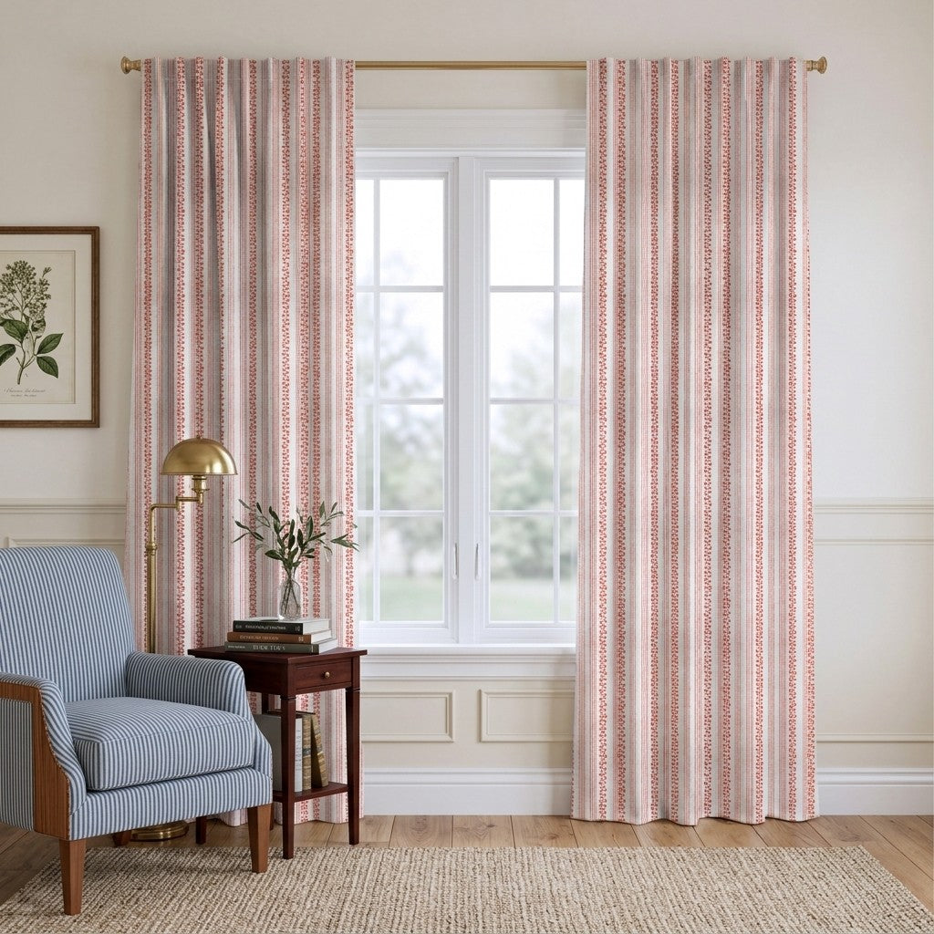 Chelsea Coral - Curtain Panel - Reading Corner