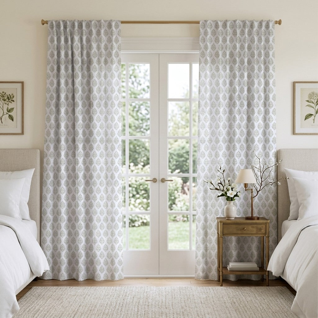 Lucara Damask - Curtain Panel - Serene Bedroom