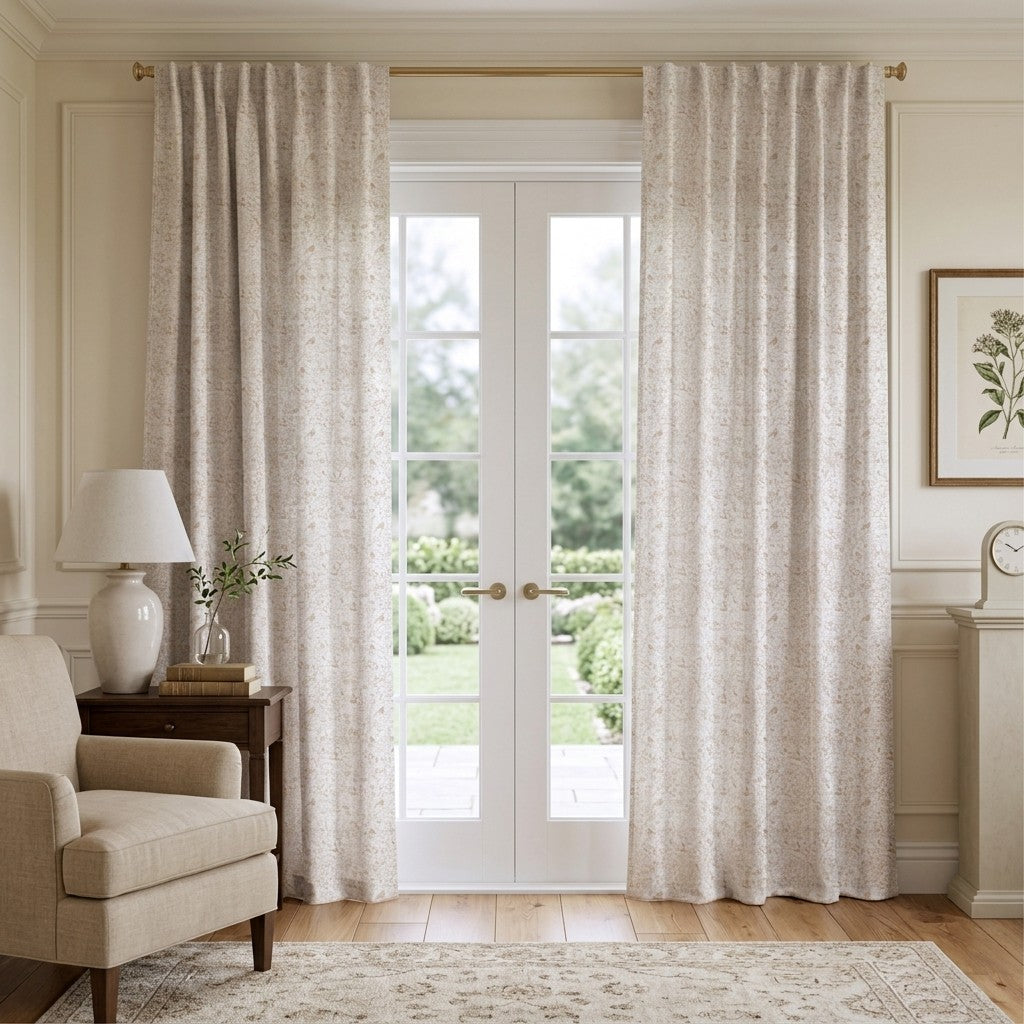 Beige Toile - Curtain Panel - Polished Sitting Room