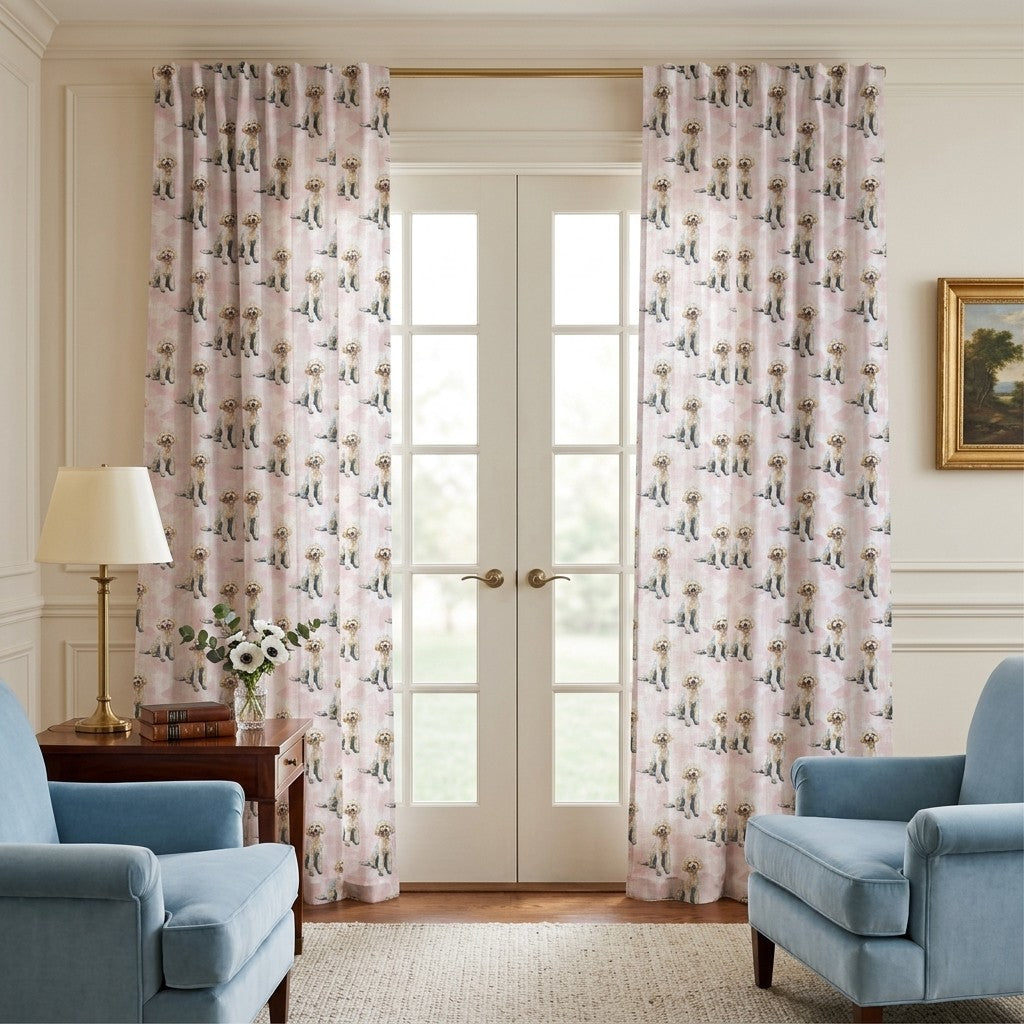 Ooh La La Poodle - Curtain Panel - Polished Sitting Room