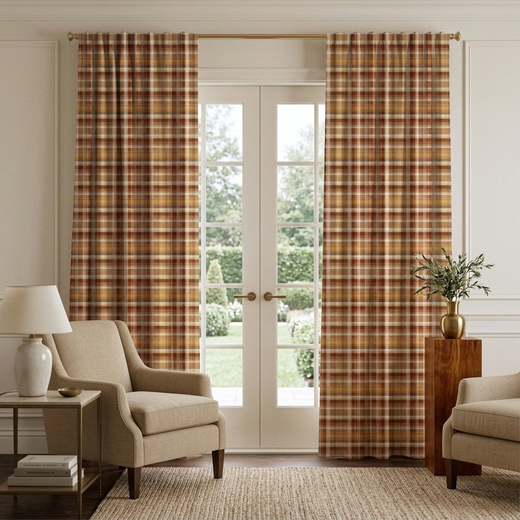 Falltime Plaid - Curtain Panel - Polished Sitting Room