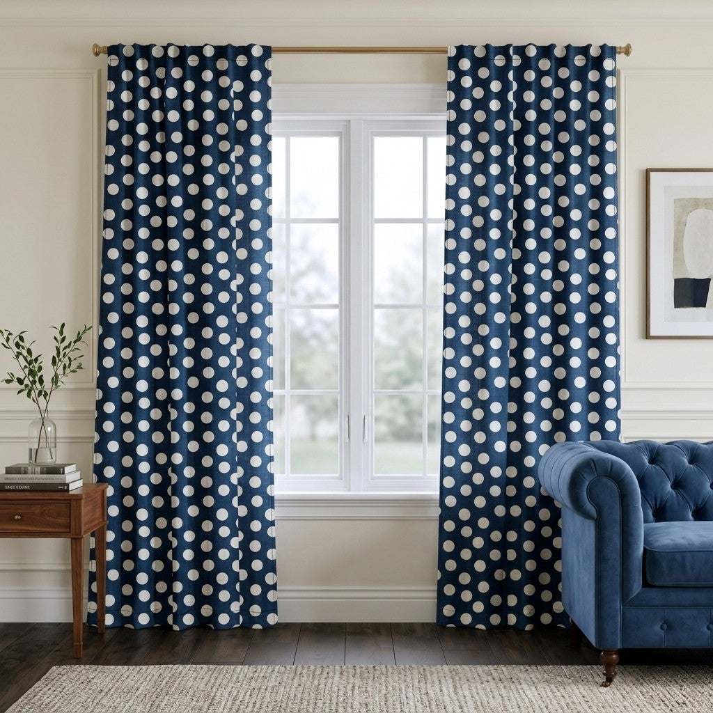 Charlotte Navy - Curtain Panel - Classic Living Room