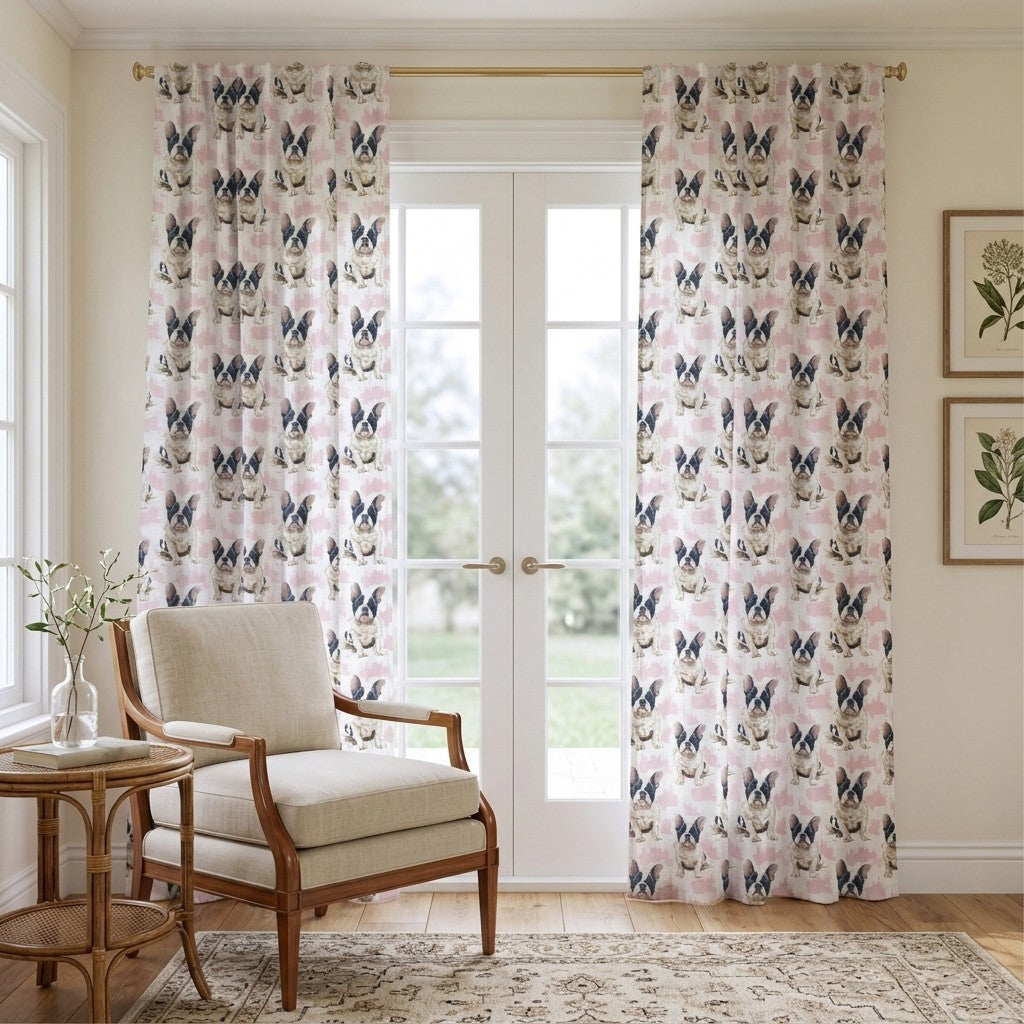 Frenchie Snuggles - Curtain Panel - Sunroom