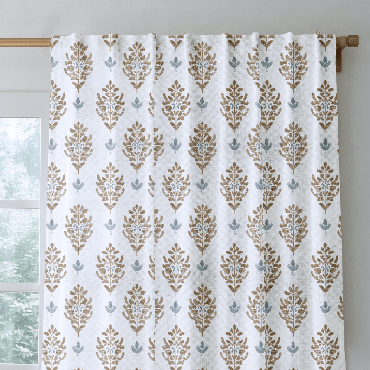 Adeline Block Print Sprig - Curtain Panel - The Drapery
