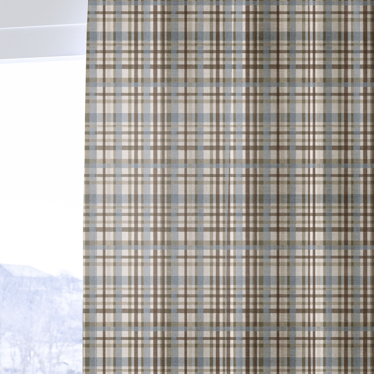 Aldridge Check Earthy - Curtain Panel - The Drapery