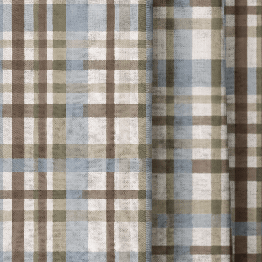 Aldridge Check Earthy - Curtain Panel - The Drapery