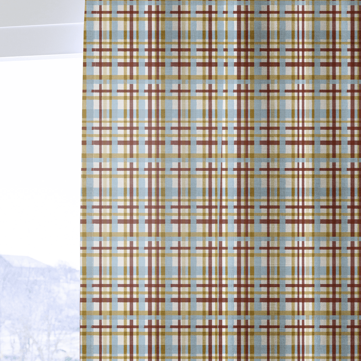 Aldridge Check Retro - Curtain Panel - The Drapery