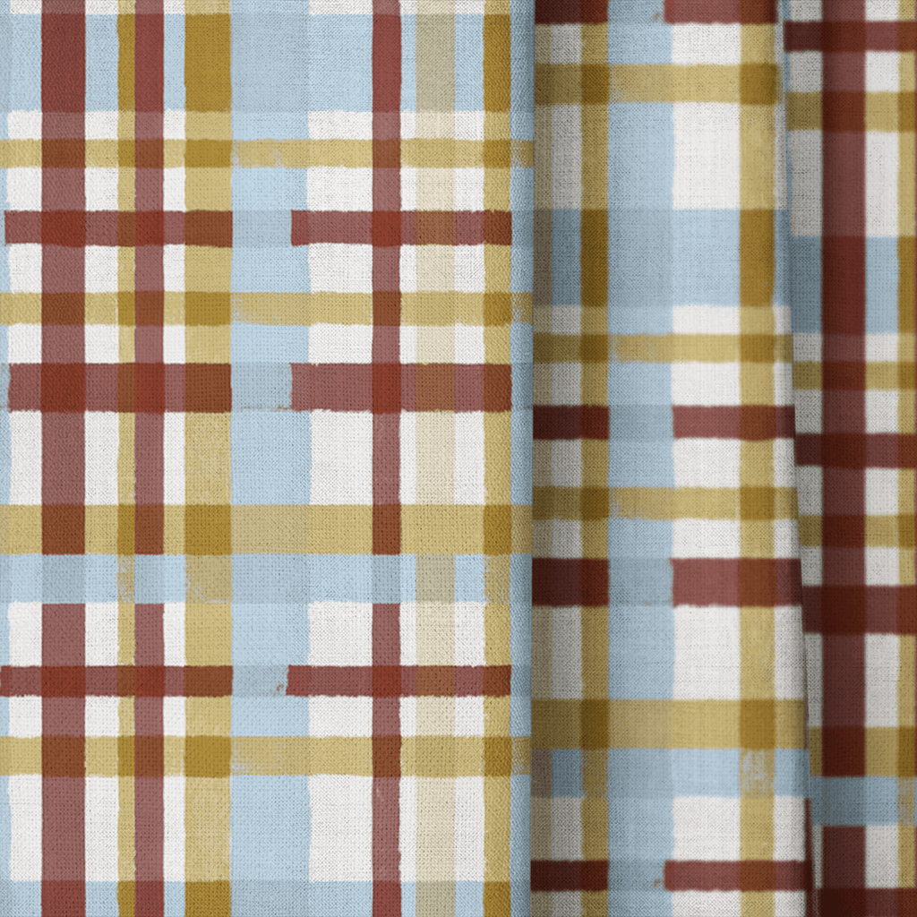 Aldridge Check Retro - Curtain Panel - The Drapery