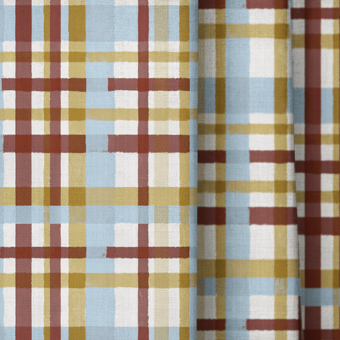 Aldridge Check Retro - Curtain Panel - The Drapery