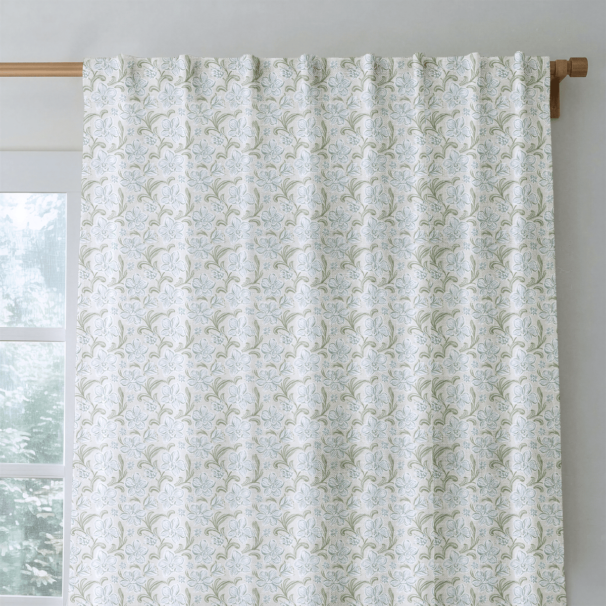 Aqua Orchid Bloom - Curtain Panel - The Drapery