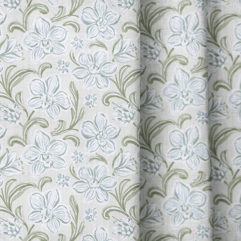 Aqua Orchid Bloom - Curtain Panel - The Drapery