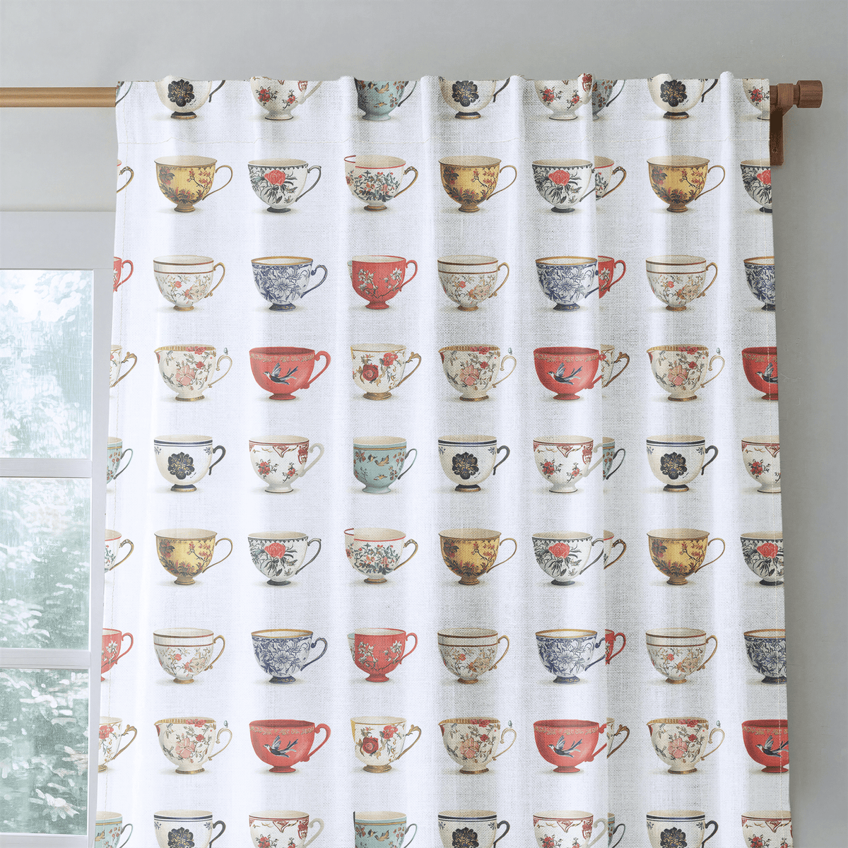 Aspen Tea Cups - Curtain Panel - The Drapery