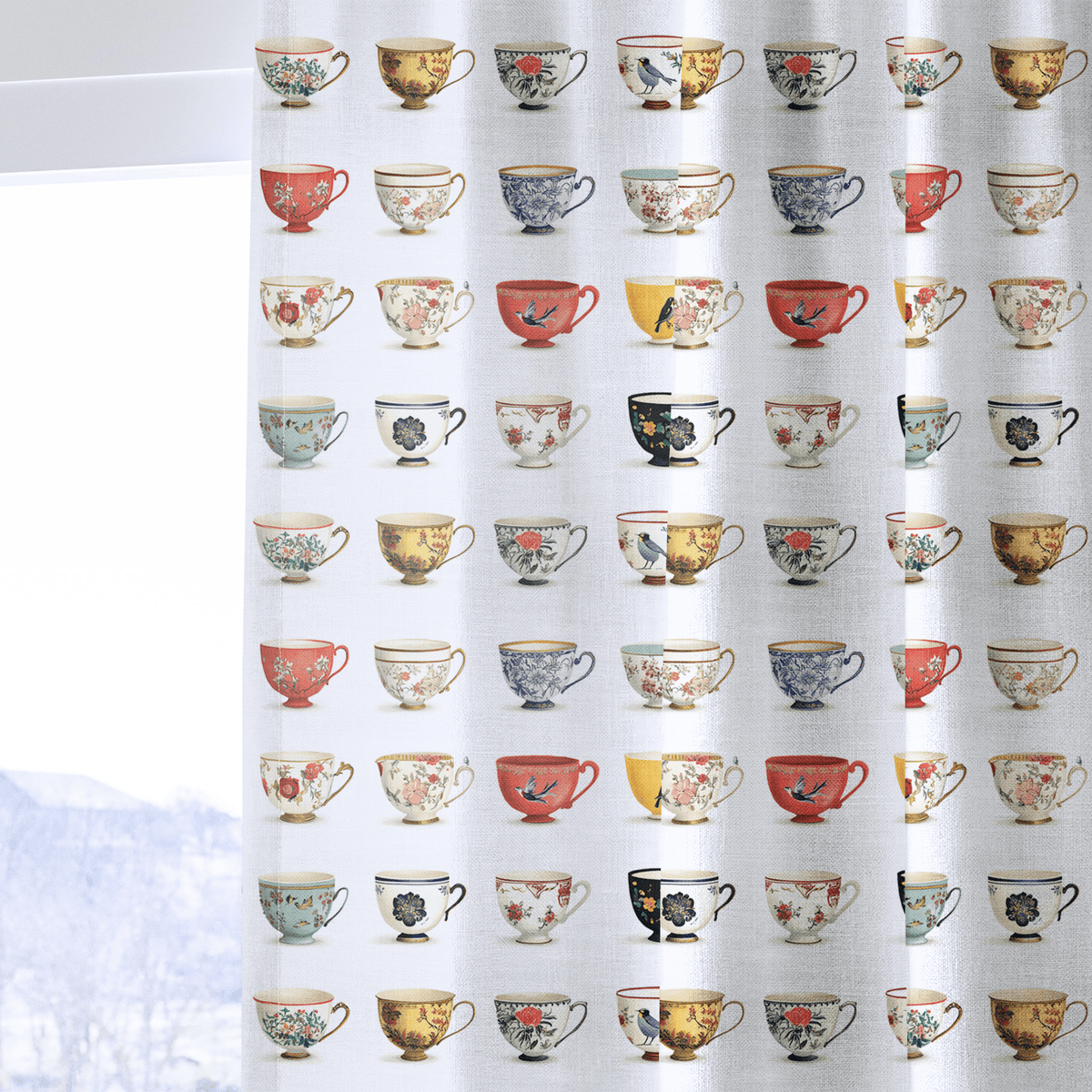 Aspen Tea Cups - Curtain Panel - The Drapery