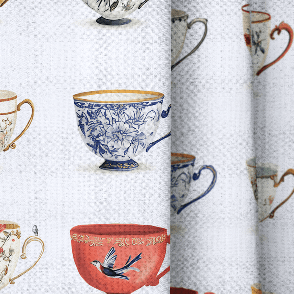 Aspen Tea Cups - Curtain Panel - The Drapery
