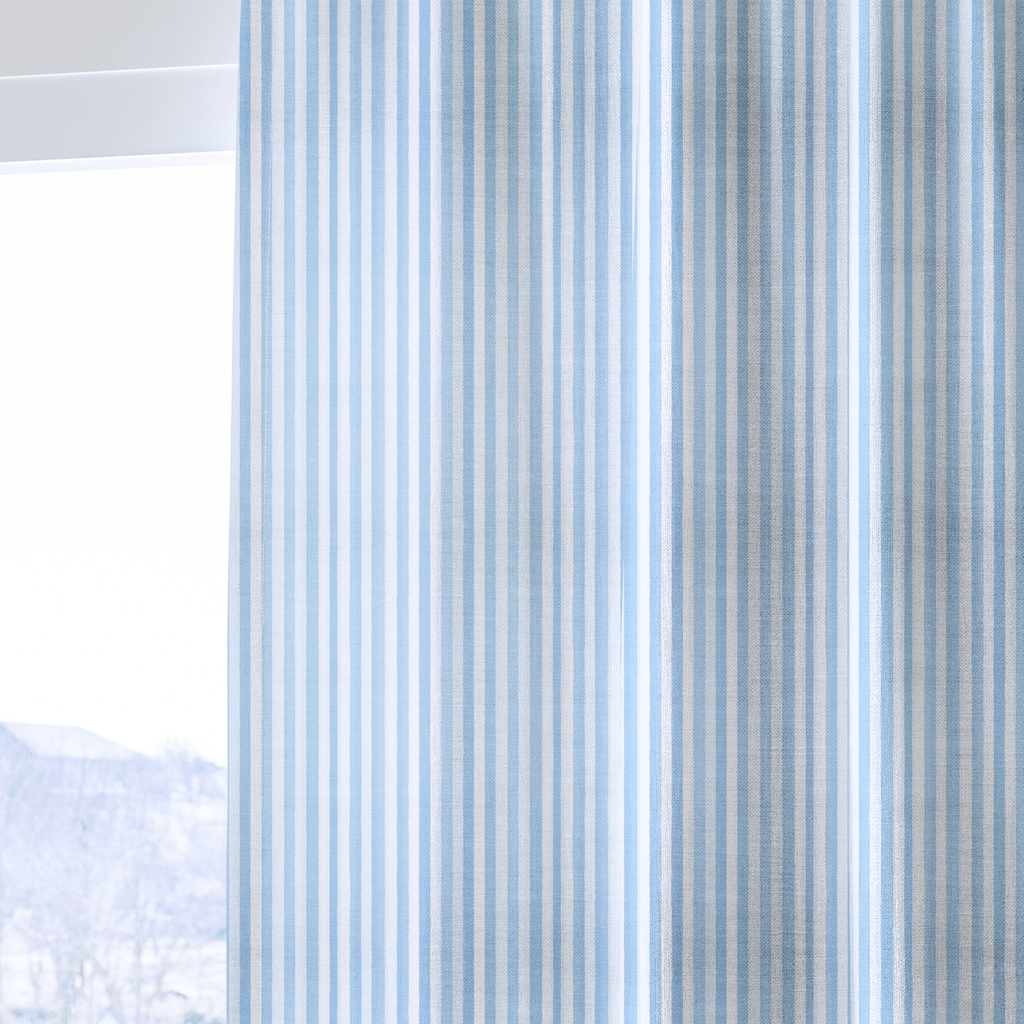 Baby Blue Stripe - Curtain Panel - The Drapery