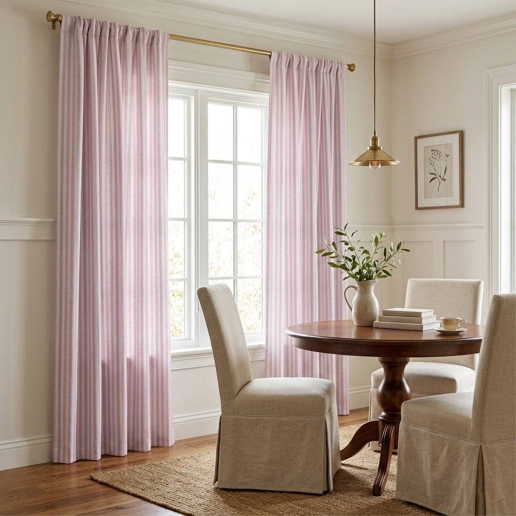 Baby Pink Stripe - Curtain Panel - The Drapery