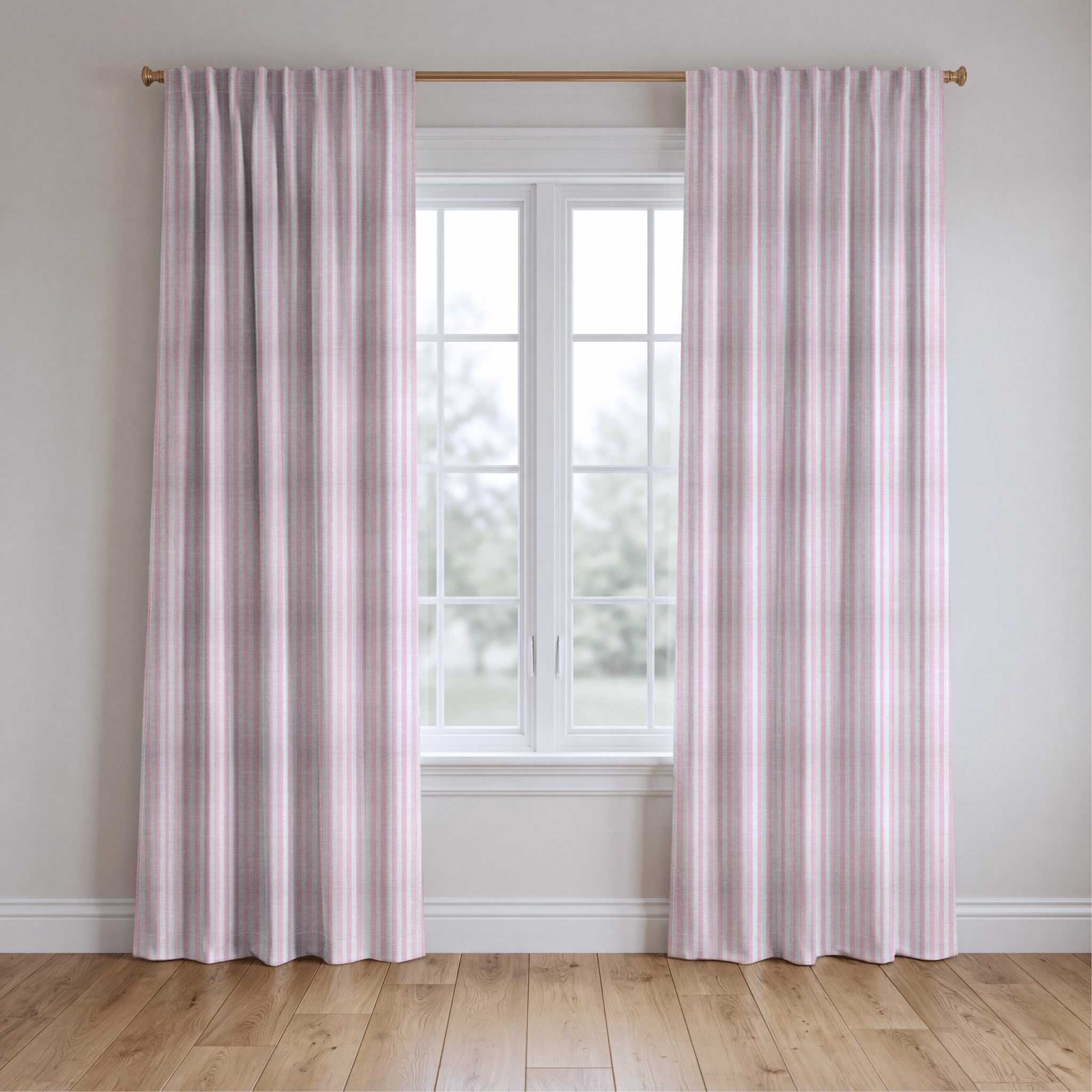 Baby Pink Stripe - Curtain Panel - The Drapery