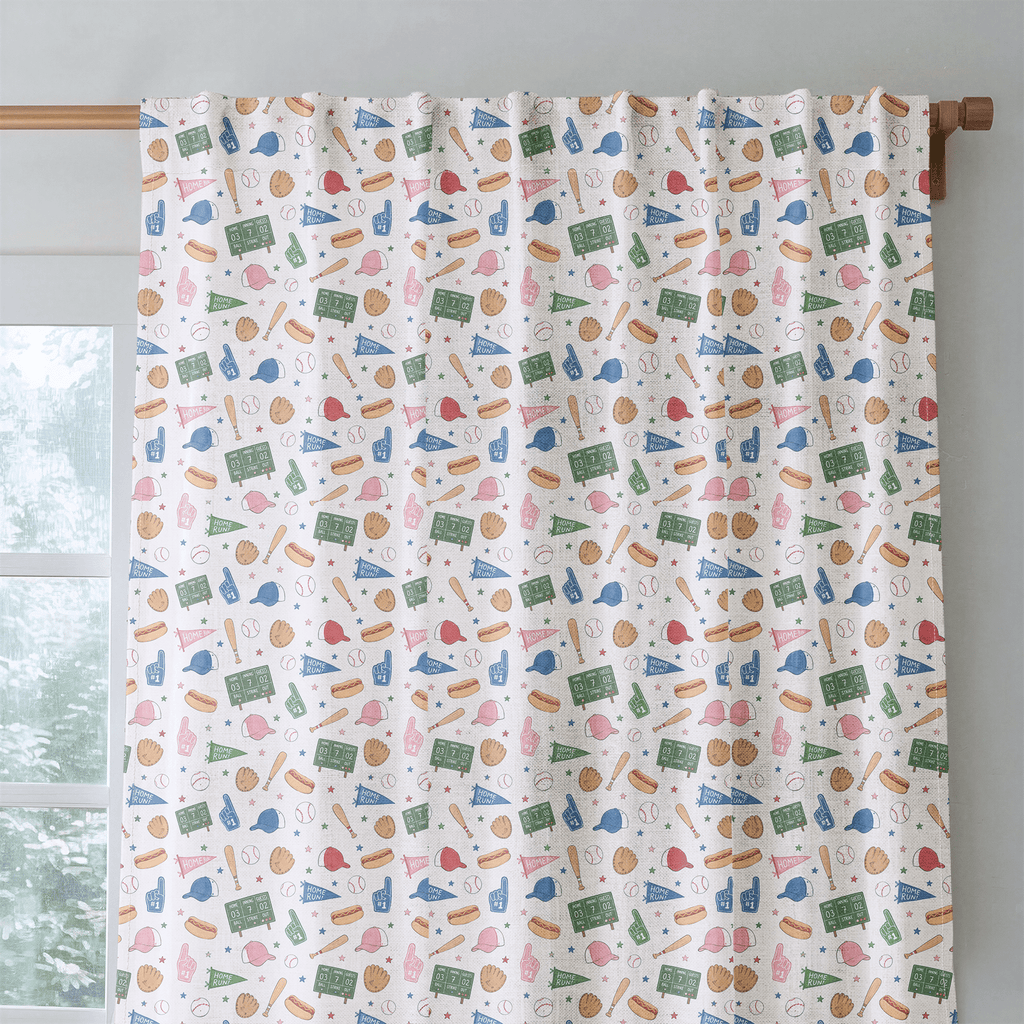 Baseball Doodles - Curtain Panel - The Drapery