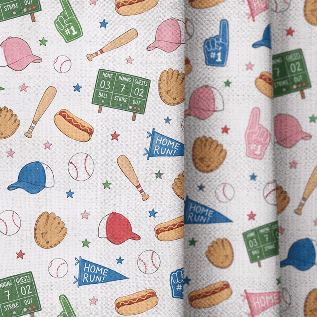 Baseball Doodles - Curtain Panel - The Drapery