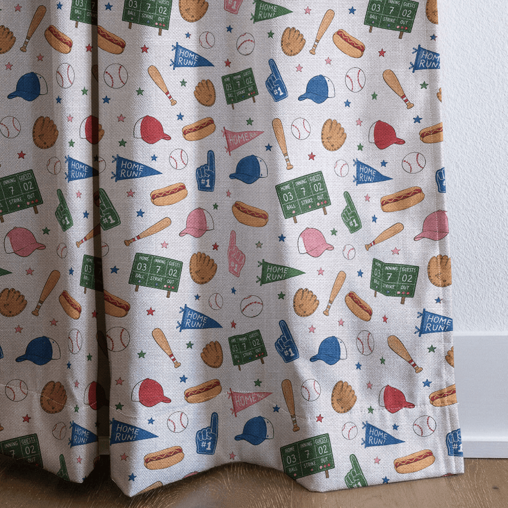 Baseball Doodles - Curtain Panel - The Drapery