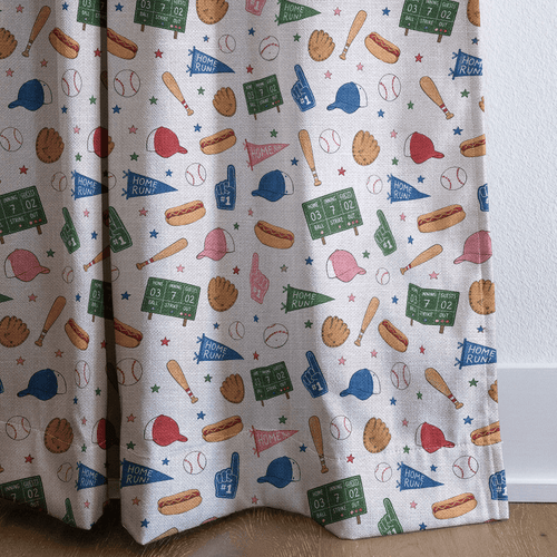 Baseball Doodles - Curtain Panel - The Drapery