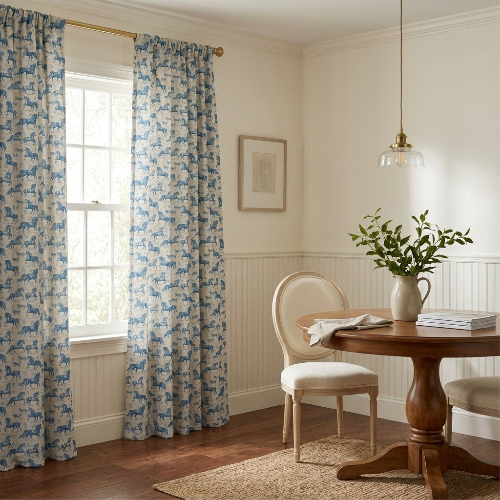 Equestrian Toile - Curtain Panel - Breakfast Nook