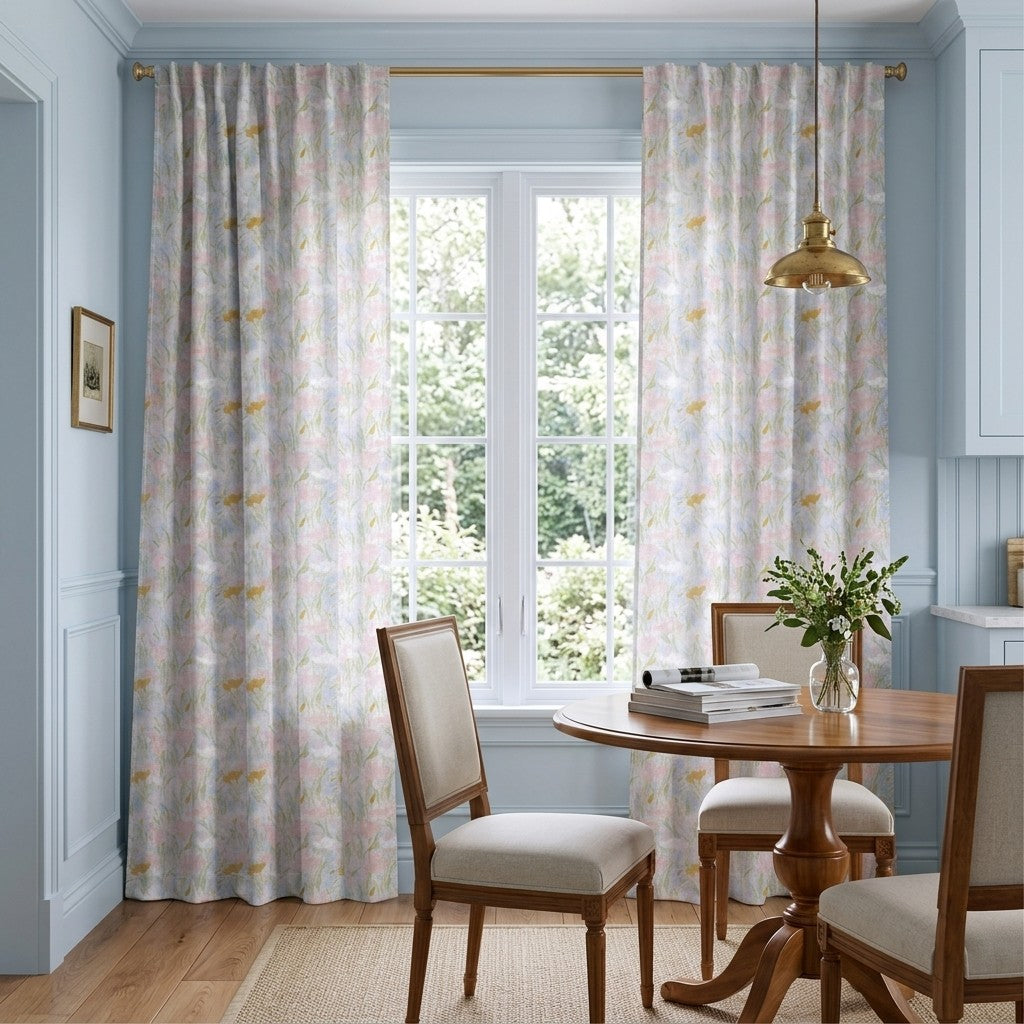 Soft Floral Dream - Curtain Panel - Breakfast Nook