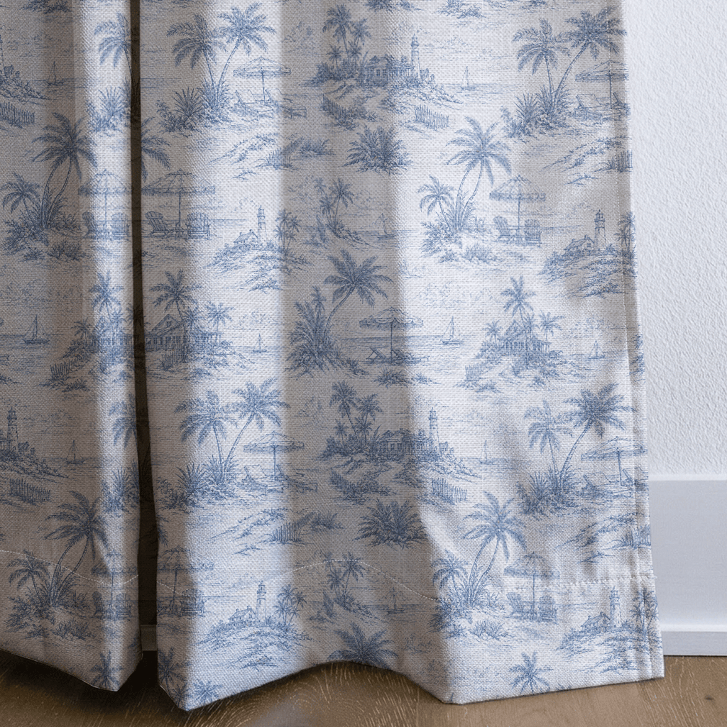 Beach Home Toile - Curtain Panel - The Drapery