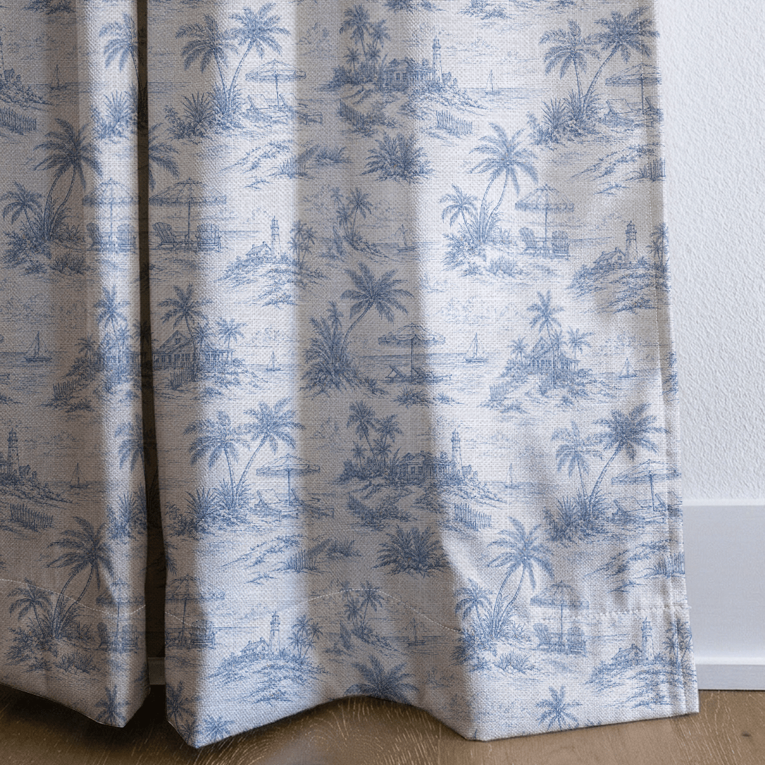 Beach Home Toile - Curtain Panel - The Drapery