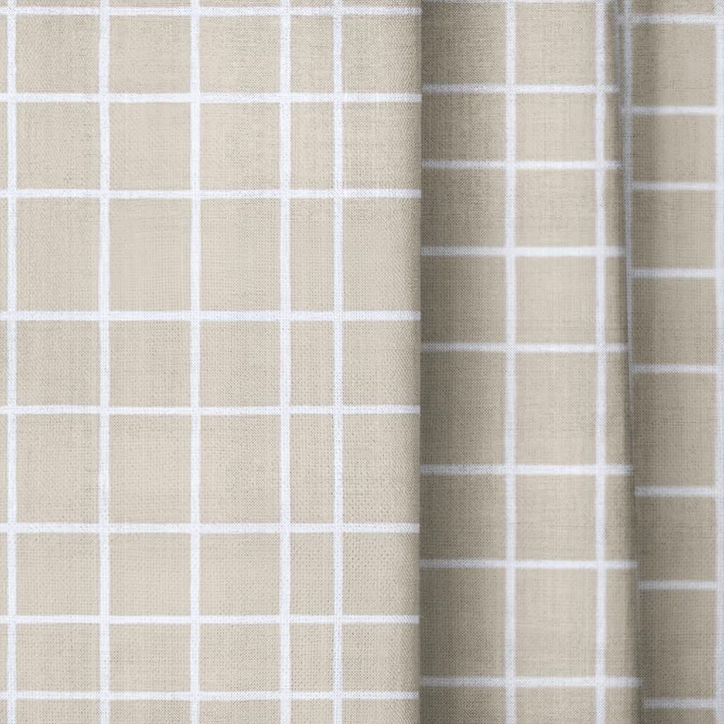 Beige Plaid - Curtain Panel - The Drapery