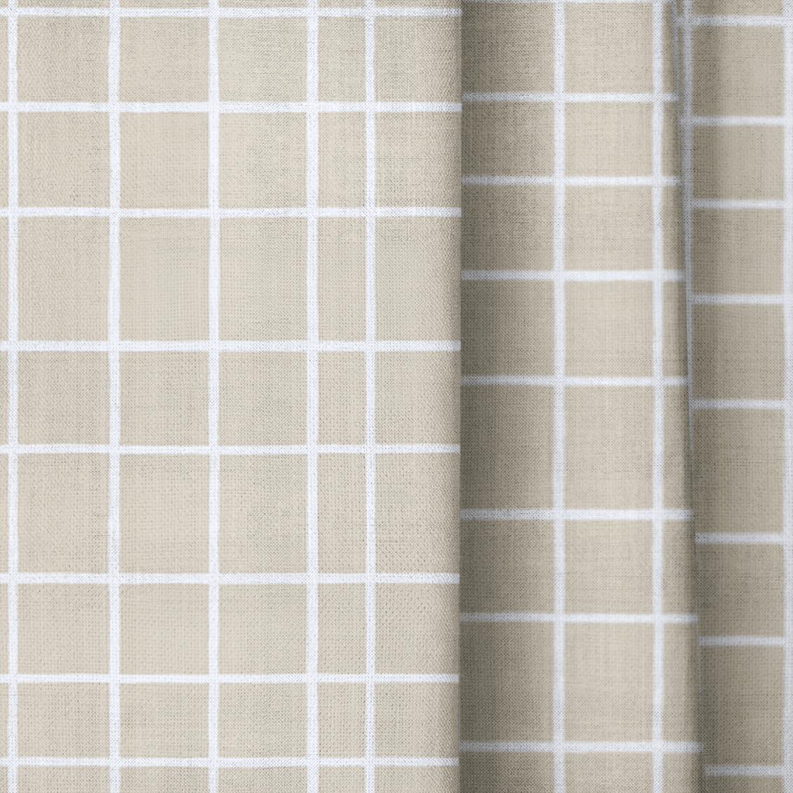 Beige Plaid - Curtain Panel - The Drapery