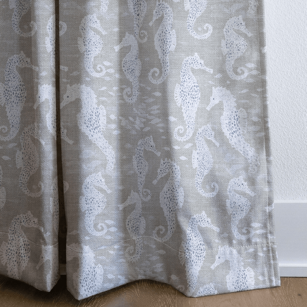 Beige Sea Horse - Curtain Panel - The Drapery