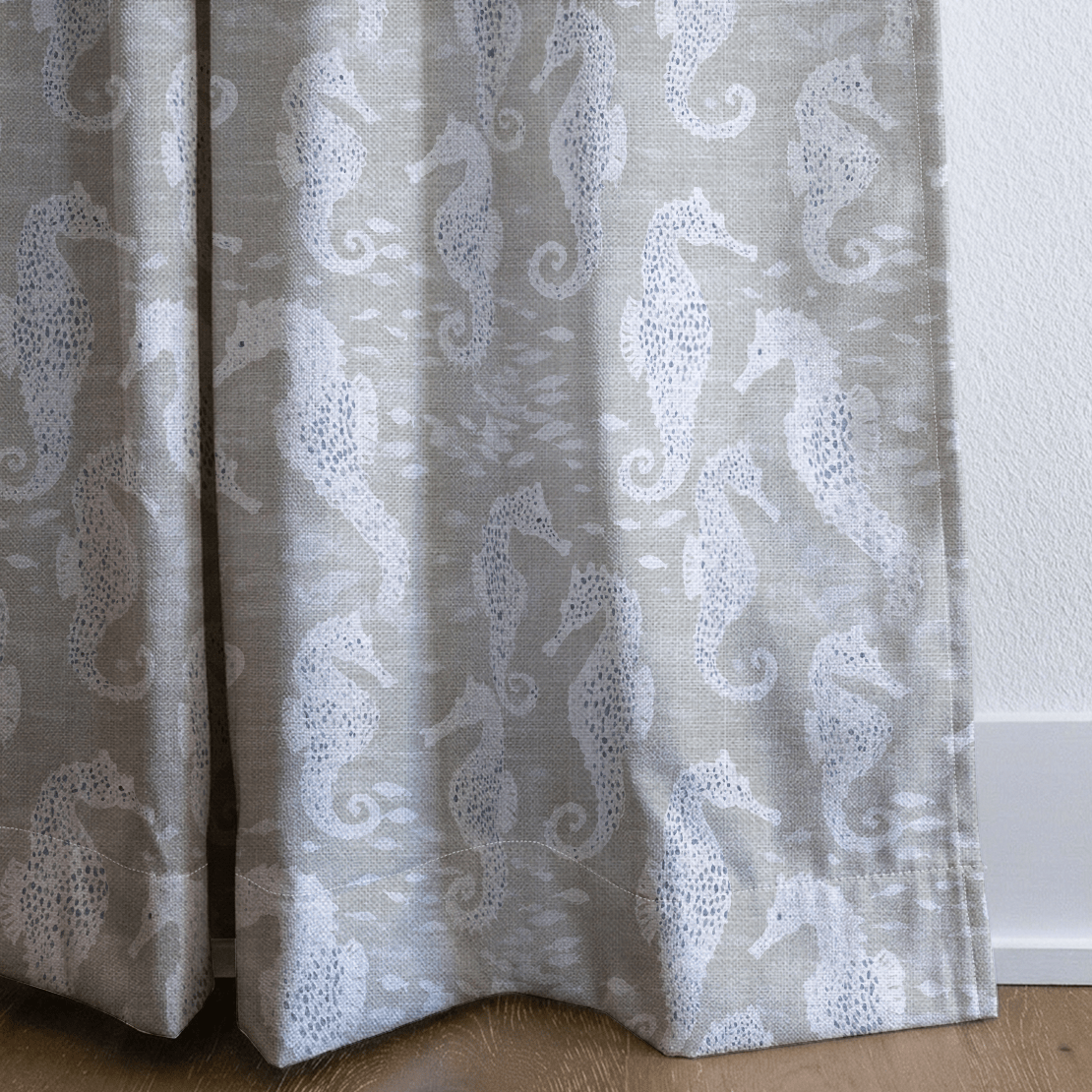 Beige Sea Horse - Curtain Panel - The Drapery