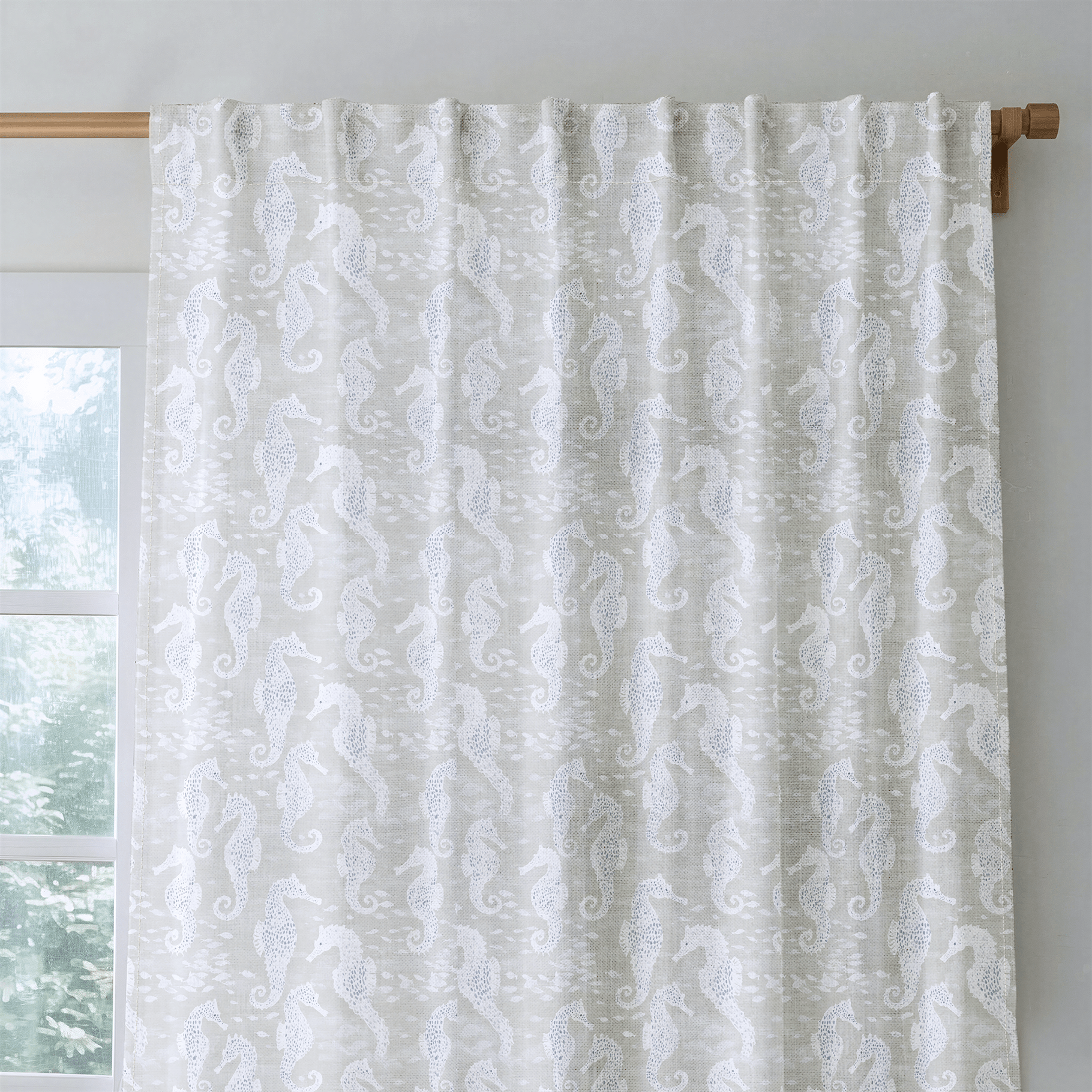 Beige Sea Horse - Curtain Panel - The Drapery