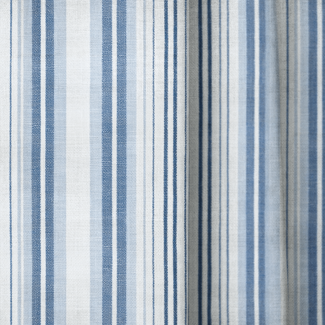 Bellport Stripe Blues - Curtain Panel - The Drapery