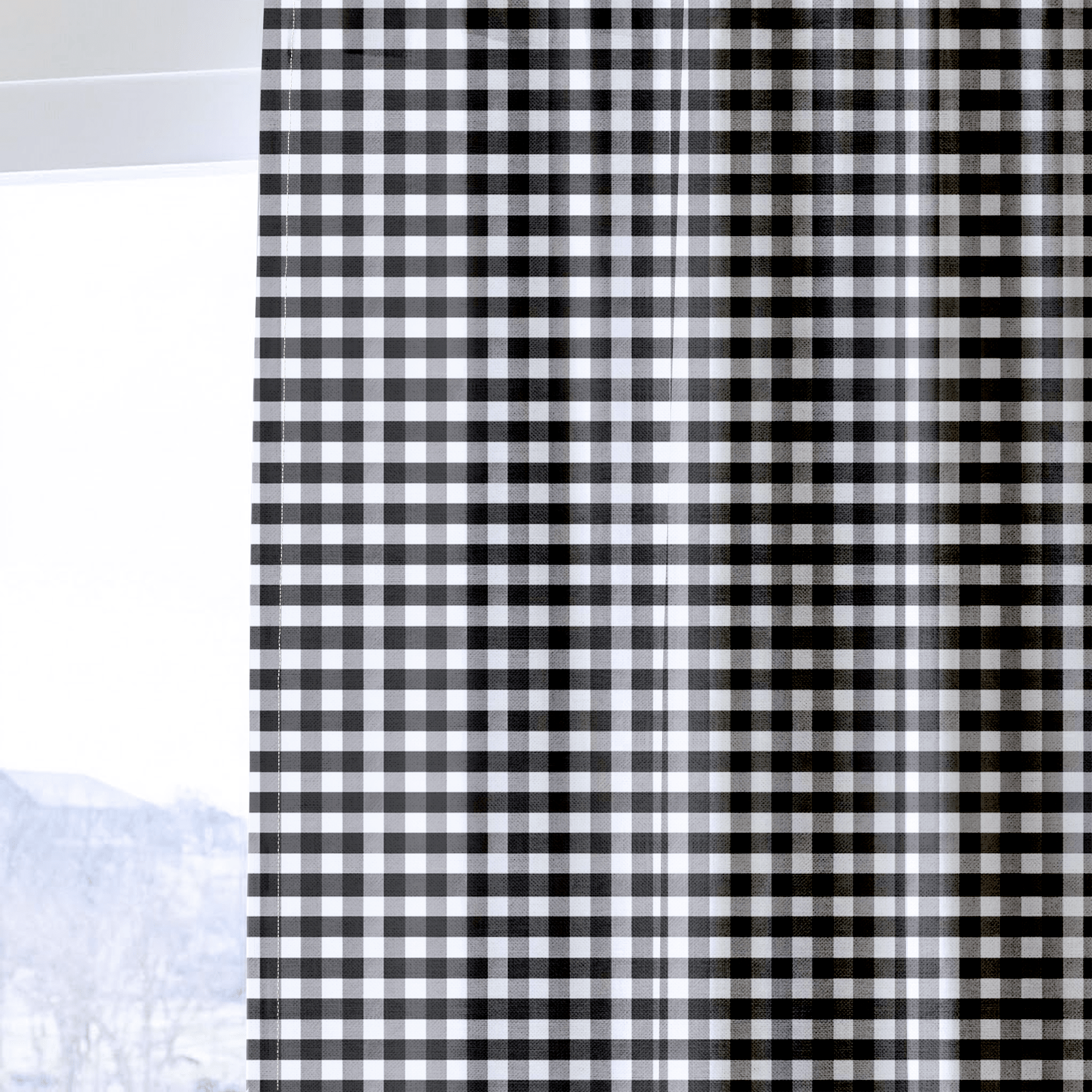 Black Gingham - Curtain Panel - The Drapery