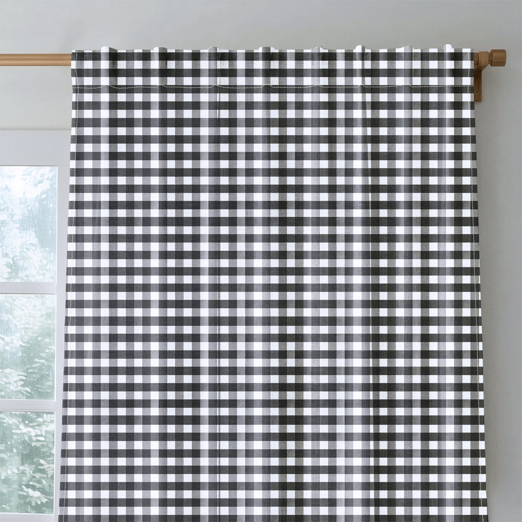Black Gingham - Curtain Panel - The Drapery