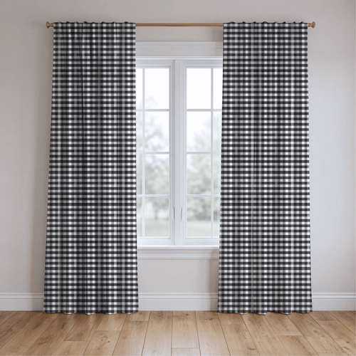 Black Gingham - Curtain Panel - The Drapery
