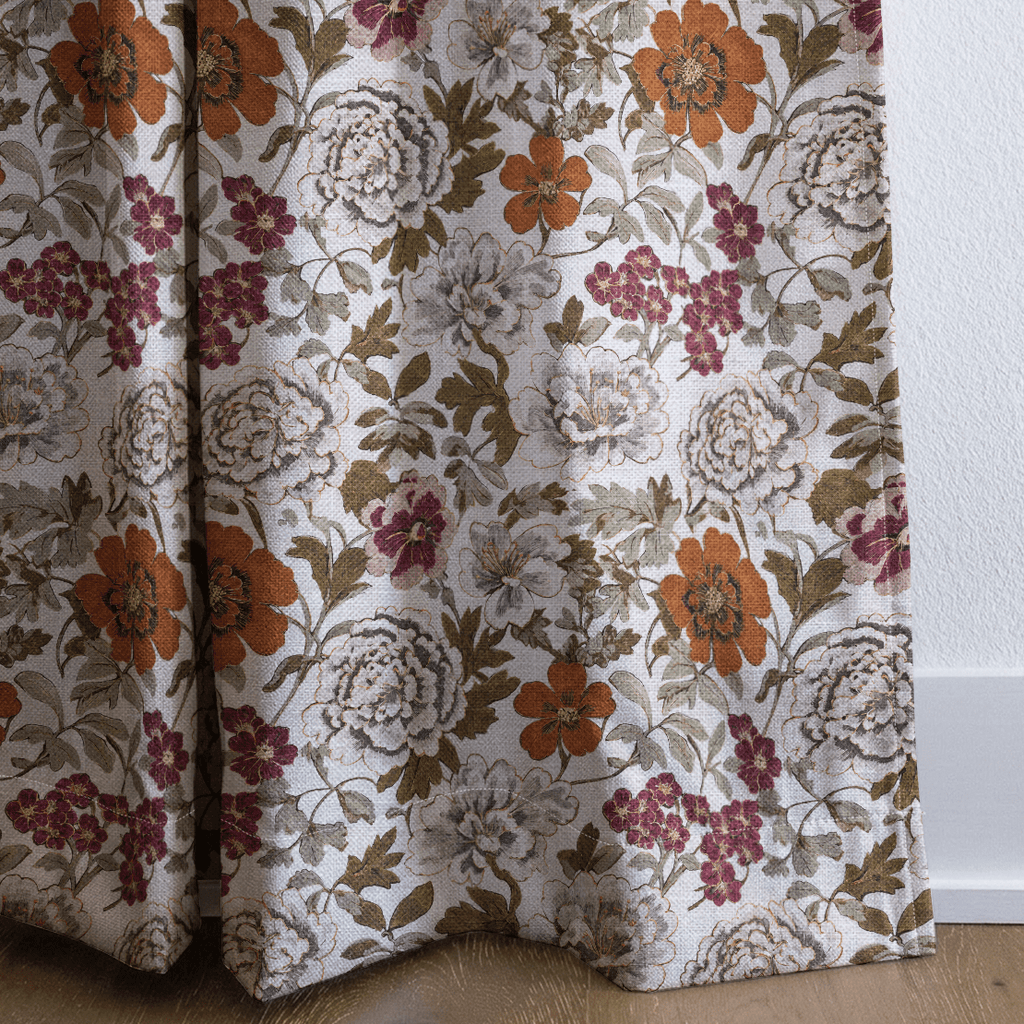 Blooms in Cran - Curtain Panel - The Drapery