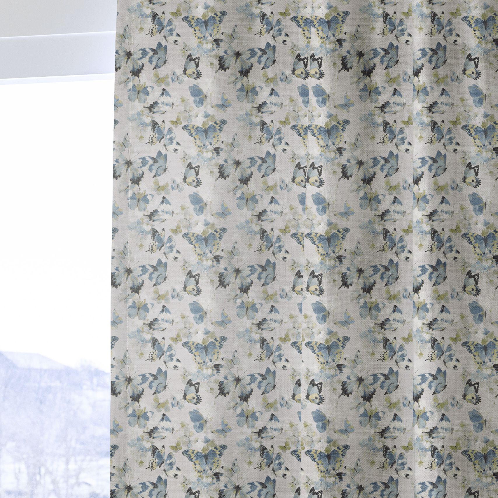 Blue and Green Butterflies - Curtain Panel - The Drapery