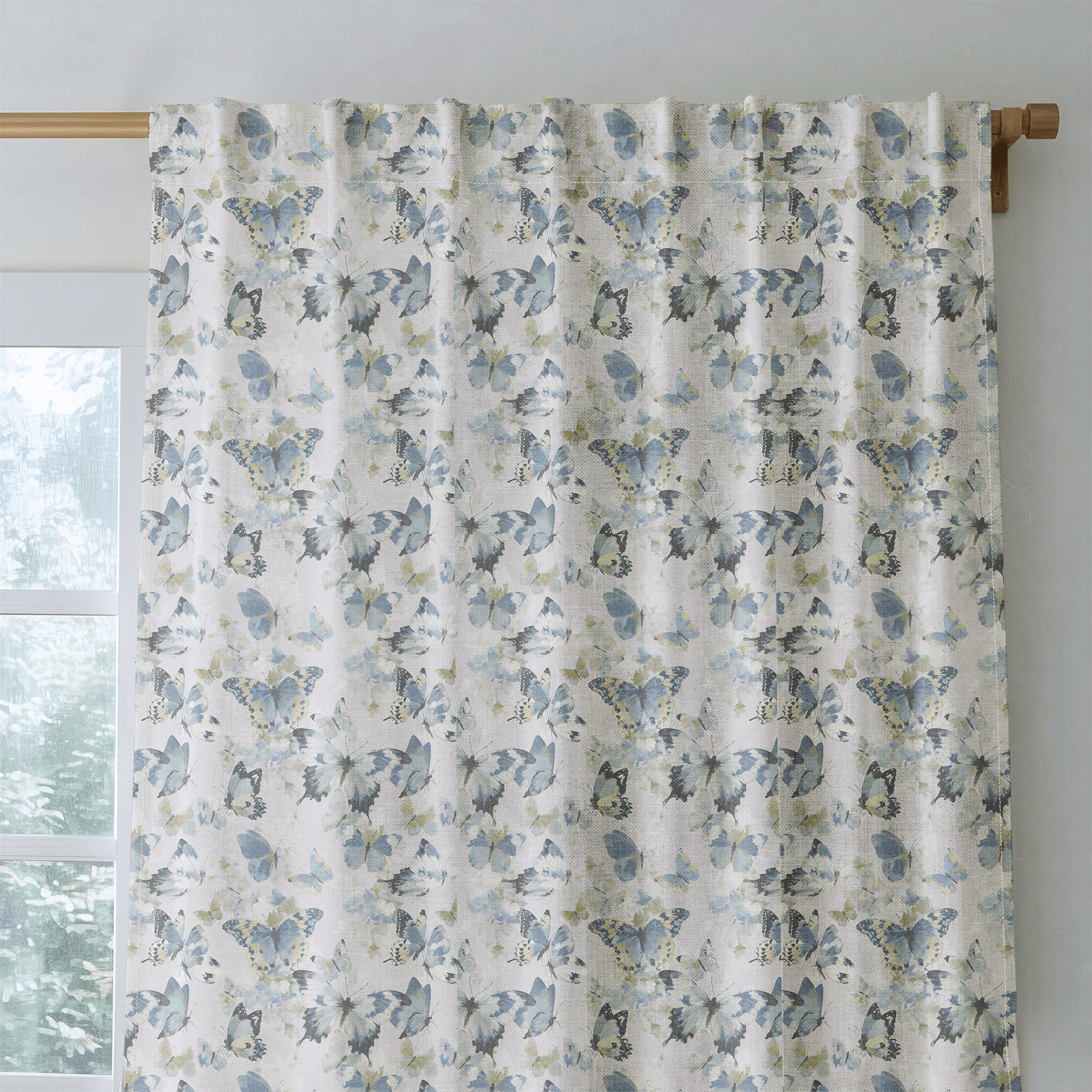 Blue and Green Butterflies - Curtain Panel - The Drapery