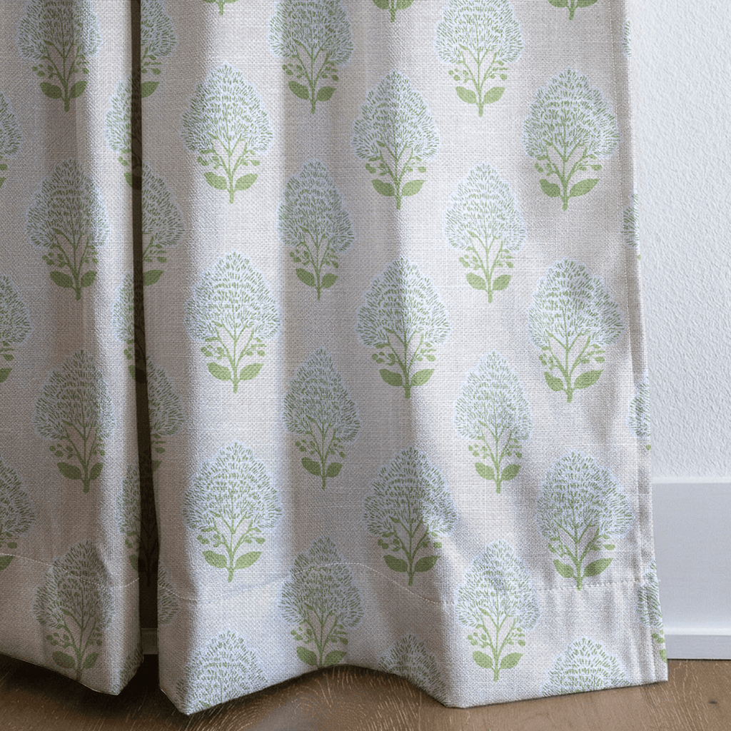 Blue Bell Damask - Curtain Panel - The Drapery