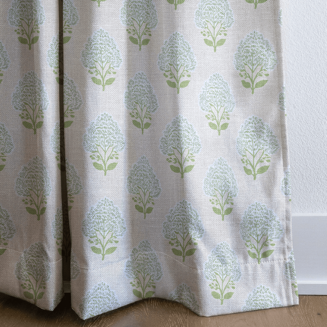 Blue Bell Damask - Curtain Panel - The Drapery
