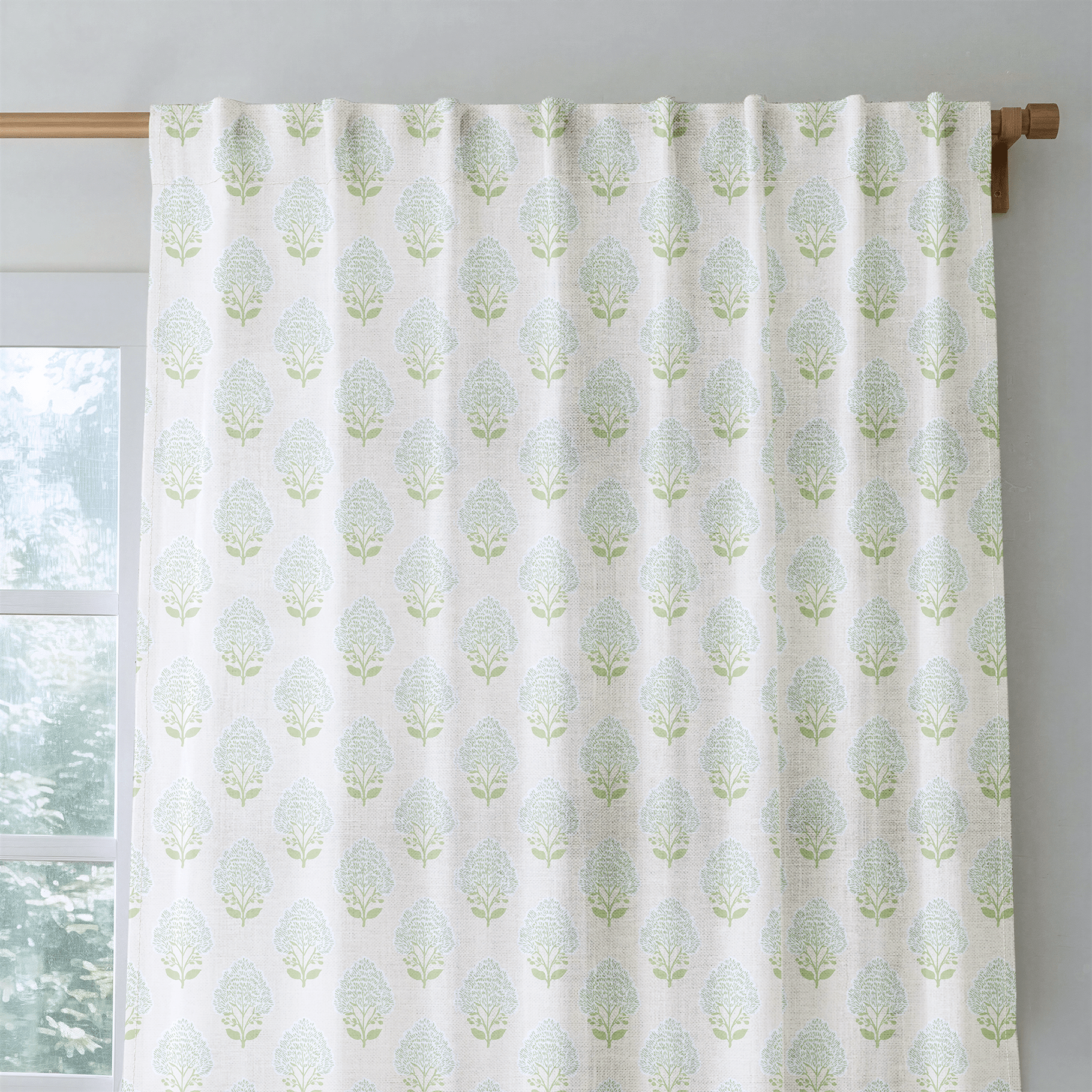 Blue Bell Damask - Curtain Panel - The Drapery