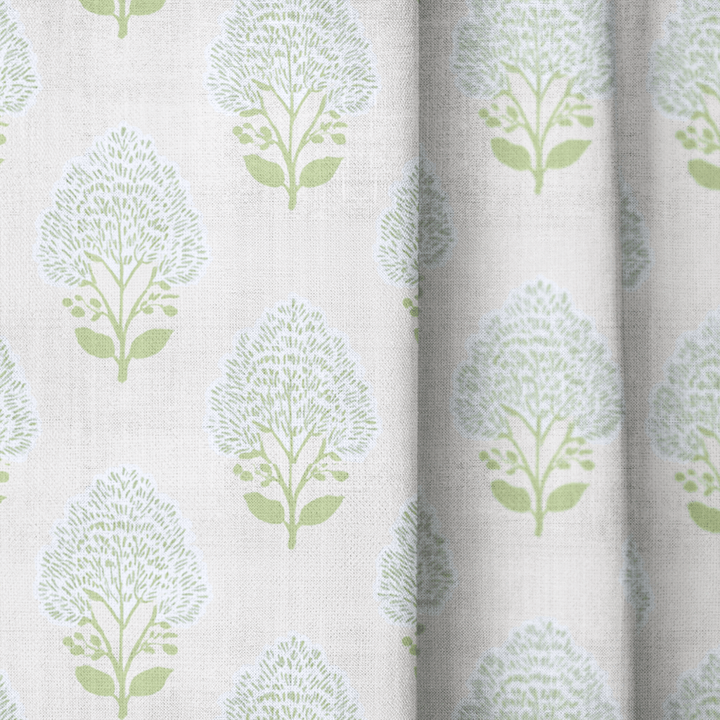 Blue Bell Damask - Curtain Panel - The Drapery