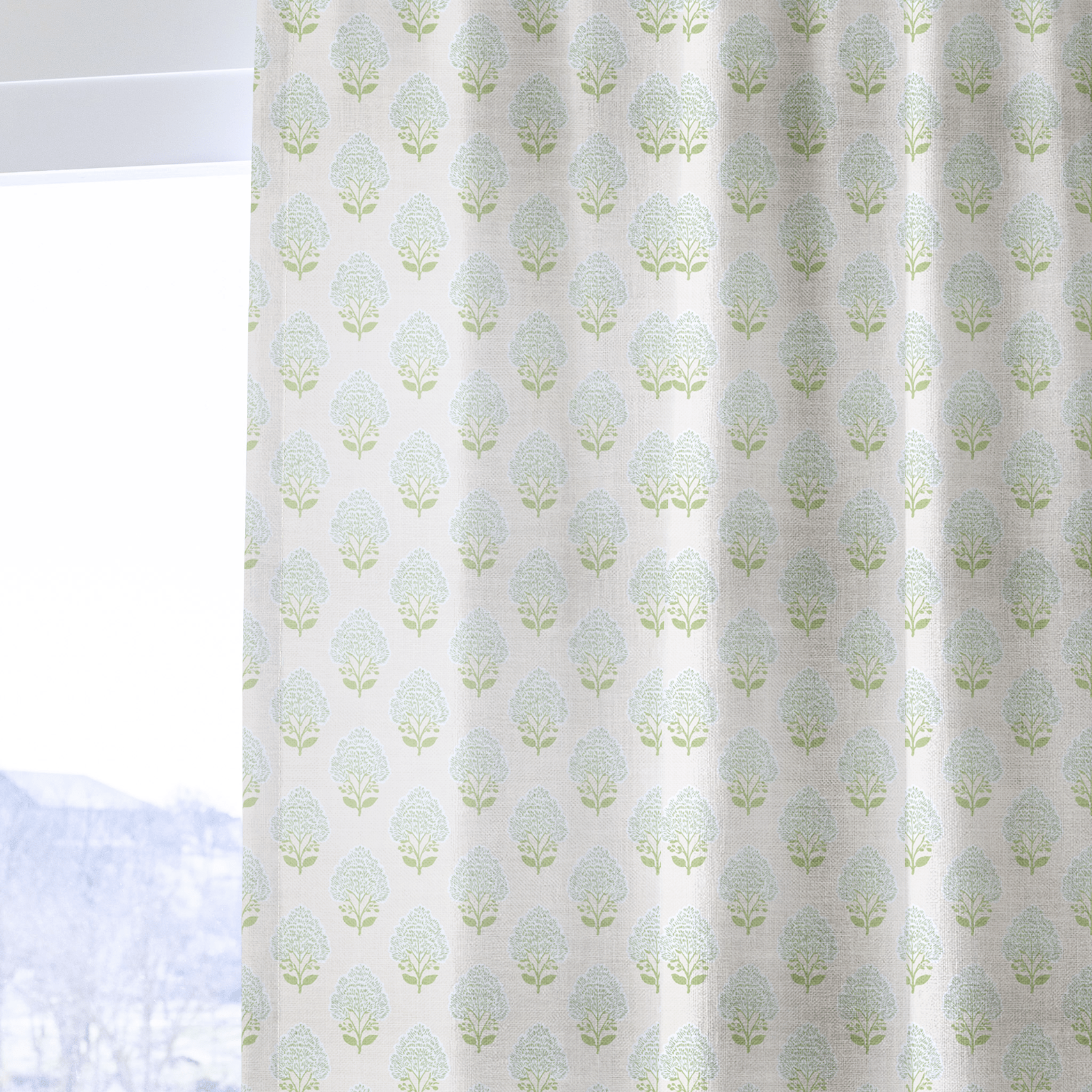 Blue Bell Damask - Curtain Panel - The Drapery