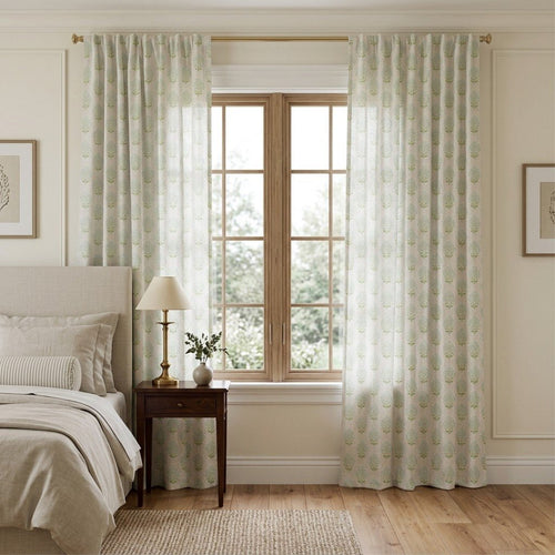 Blue Bell Damask - Curtain Panel - The Drapery