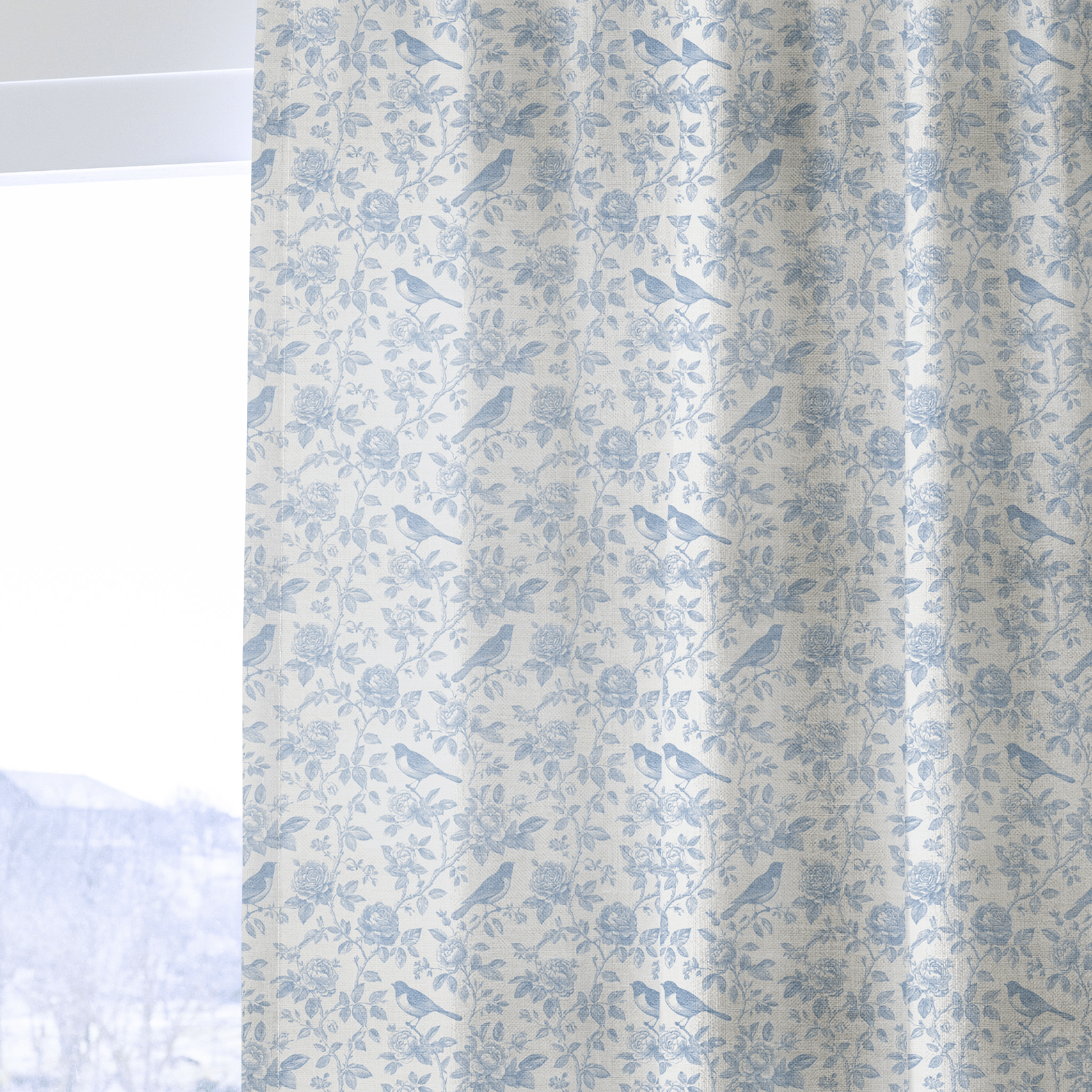 Blue Birds - Curtain Panel - The Drapery