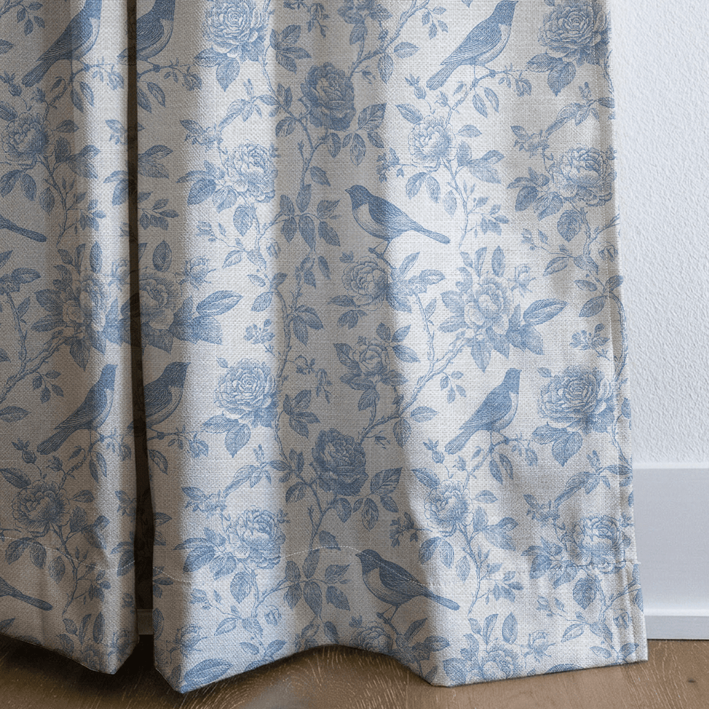 Blue Birds - Curtain Panel - The Drapery