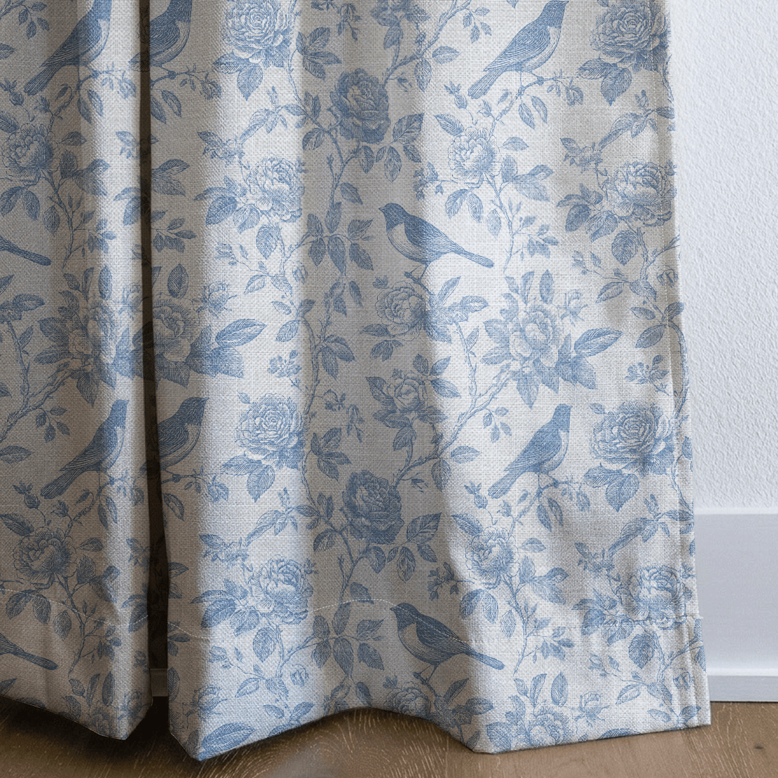 Blue Birds - Curtain Panel - The Drapery